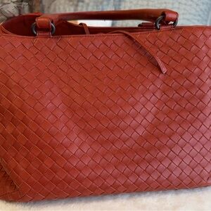 Bottega Veneta Red Woven Leather Tote